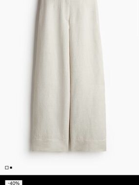 H&M Wide-Leg Linen Blend Pants in Light Beige